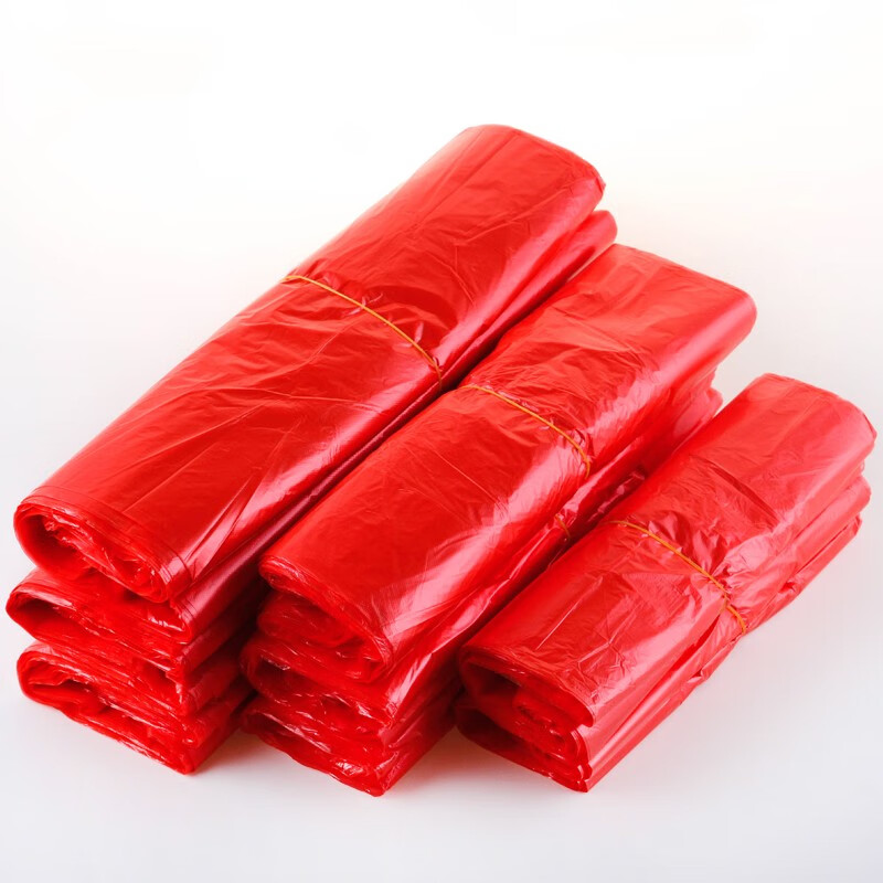 柔茜湘红色塑料袋子加厚手提一次性背心袋食品水果蔬菜打包袋方便袋批发 宽36*高58cm 加厚款 100个
