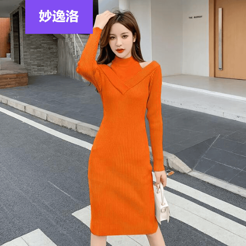 妙逸洛 法式过膝毛衣裙女神范坠感少妇女人美丽衣服裙子超仙女士今年