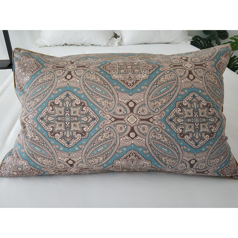 柳庭 家纺 全棉60支贡缎枕套 纯棉枕头套一对装 四季花香 48x74cm