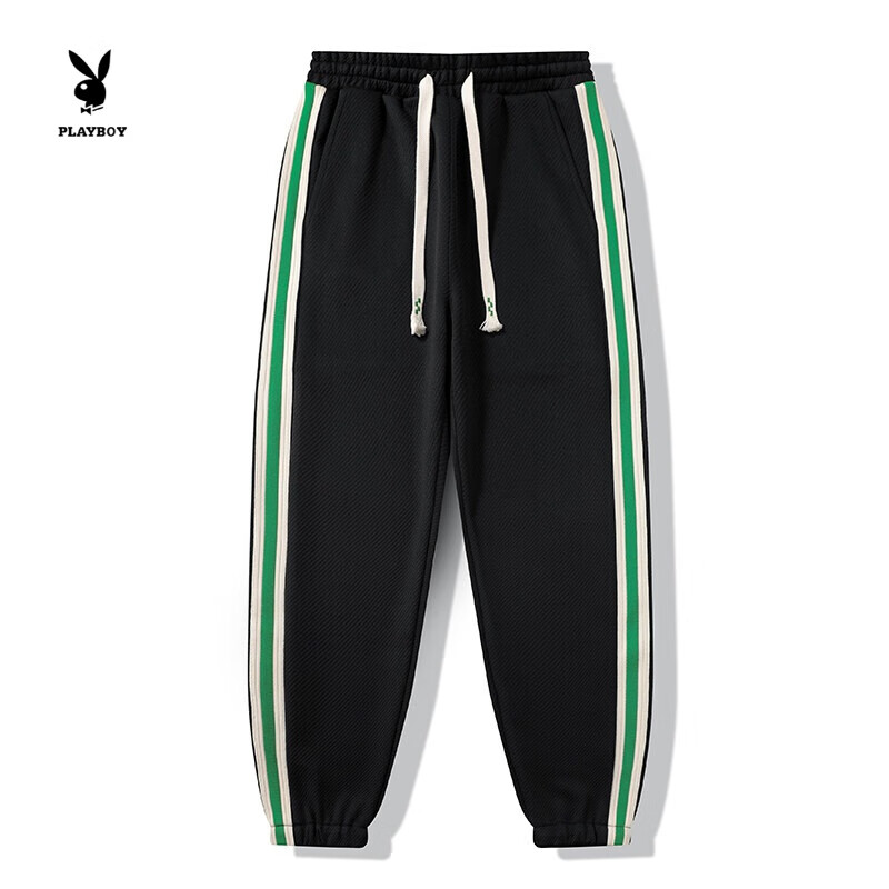 花花公子(playboy established 1953)休闲裤男春秋季拼色宽松小脚男裤