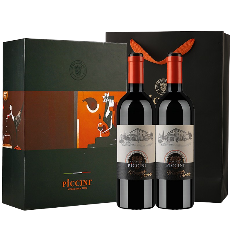 PICCINI 彼奇尼 意大利原瓶进口红酒 彼奇尼帆魅蓝双支礼盒装750ML