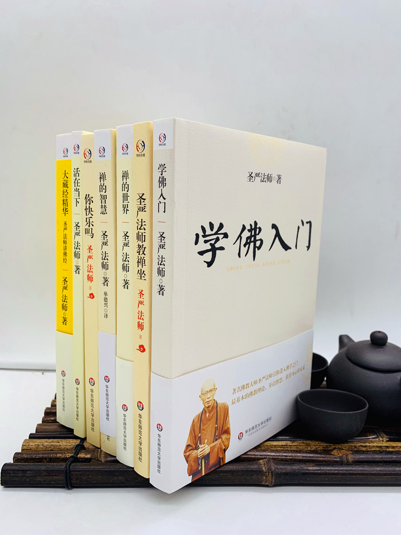包邮正版 圣严法师(全七册)活在当下+你快乐吗+圣严法师教禅坐+学佛入门+禅的世界+禅的智慧+大藏经
