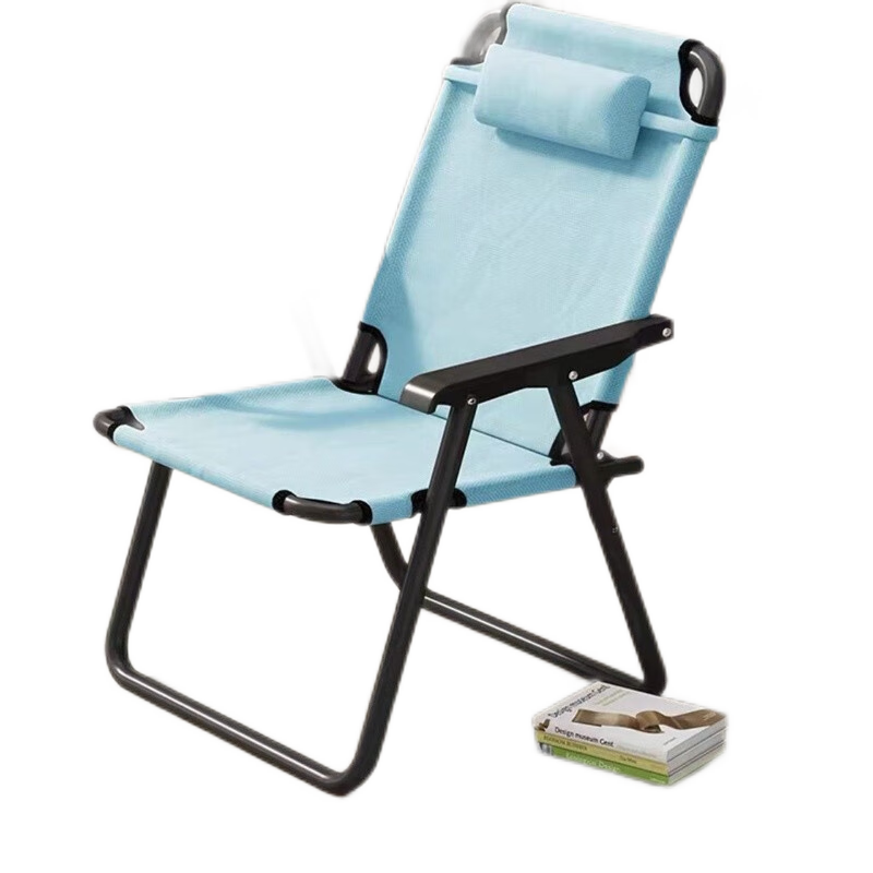 折叠椅躺椅午休椅家用懒人椅靠背椅沙滩椅便携式午睡椅户外休闲座椅单人宿舍电脑椅乘凉椅舒适办公室折叠椅 蓝色【带睡眠枕】 可折叠