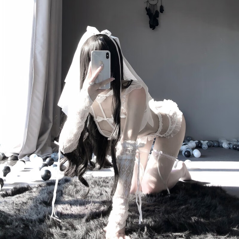 微侬情趣内衣性感诱惑制服情绪免脱激情套装透视蕾丝女性睡衣 白色