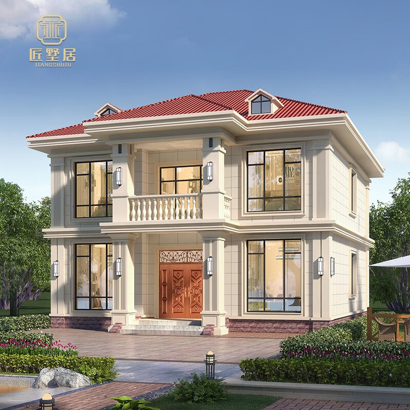 匠墅居 农村二层简欧风格别墅设计图纸乡村建筑房子自建房设计图带