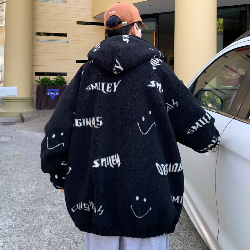 迪伽达棉服男装联名韩版冬季羊羔绒情侣棉衣潮牌加厚保暖休闲外套男士 FMQGCD-A14黑色 2XL 【建议155-170斤】