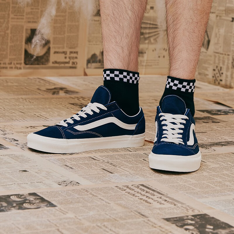 vans范斯官方style36复古寂静蓝醒目侧边条纹休闲舒适板鞋蓝色41