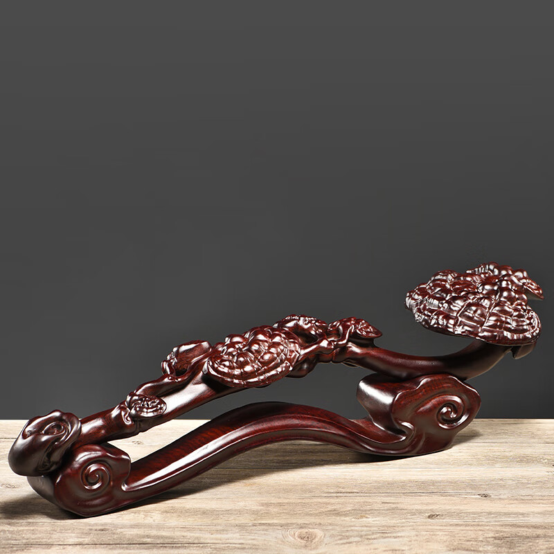 仙莱阁 木雕灵芝吉祥如意摆件实木质挂件红木工艺品家居装饰玄关礼品