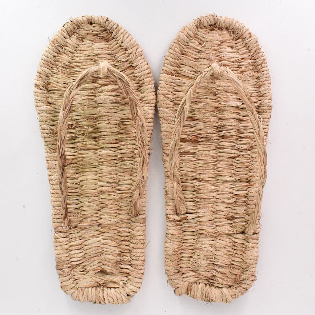 坡跟家用居家拖鞋男士季复古手工编织草鞋麻鞋怀旧人 人字拖草鞋 37