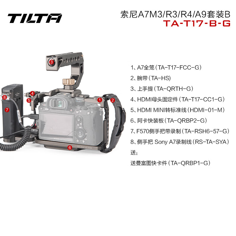 铁头TILTA 适用sony索尼A7/A73A7M3A7R3A7M2A7R2兔笼相机配件套件 索尼A7套装B-铁头灰 名称