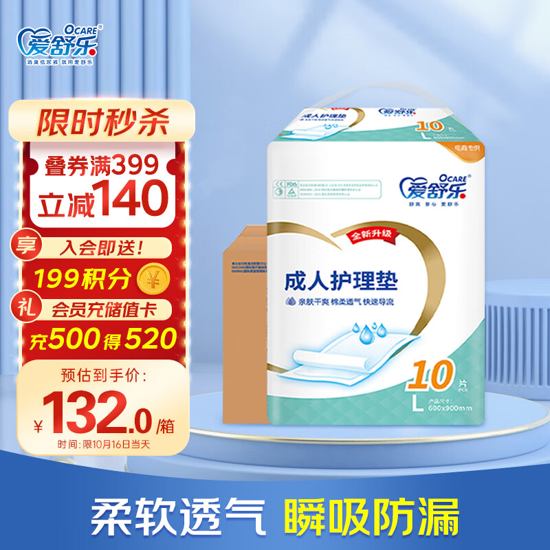 爱舒乐 基本型成人护理垫L120片(尺寸:60cm*90cm) 老人隔尿垫 婴儿孕产妇产褥垫 多功能护理垫