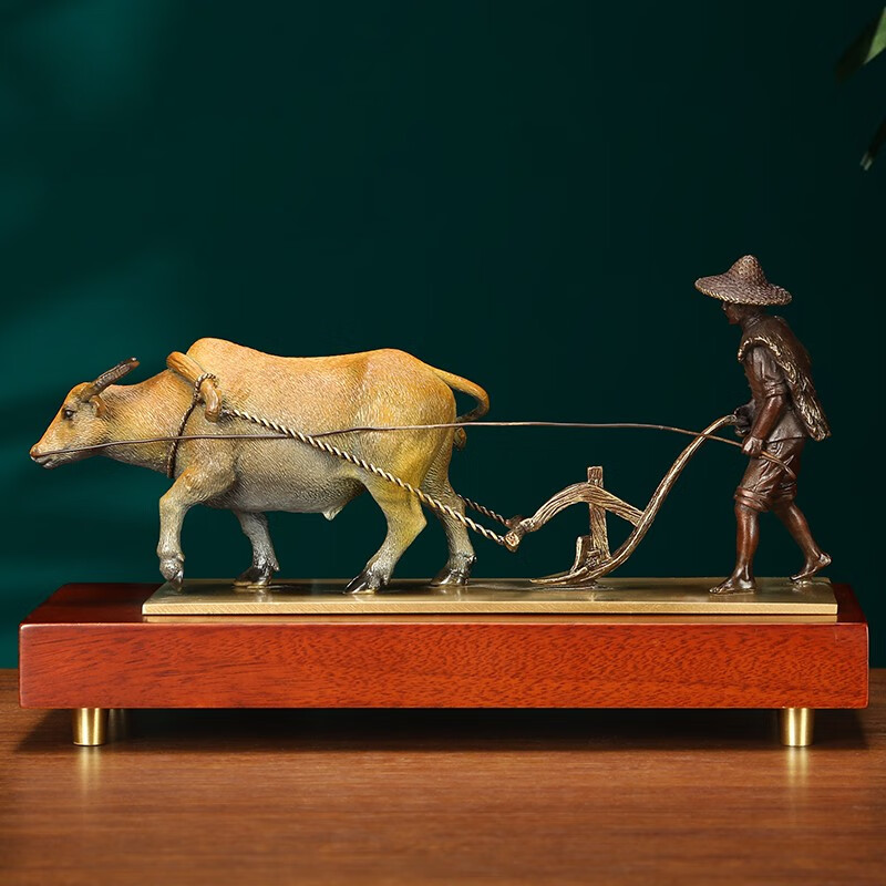 吉善缘 《春耕牛》全铜牛摆件 家居客厅装饰品办公室开业乔迁礼品0956