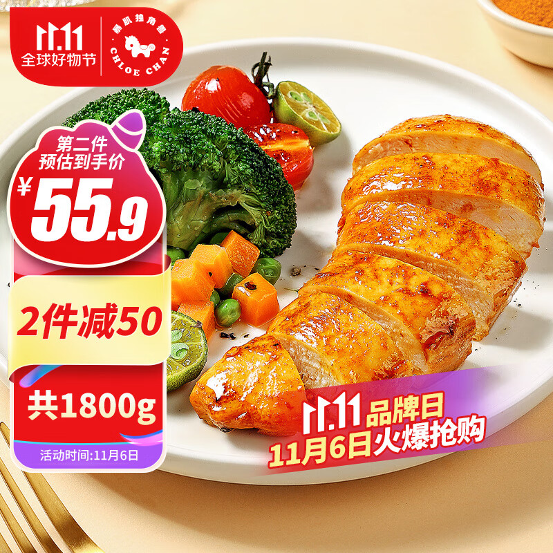 暴肌独角兽鸡胸肉即食低脂健身代餐零食速食鸡胸脯肉高蛋白健康食品1800g属于什么档次？