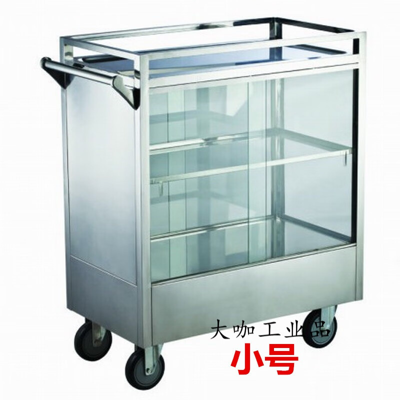 不锈钢小吃车手推车餐饮点心糕点车外卖凉菜摆摊早餐餐车展示柜 小号