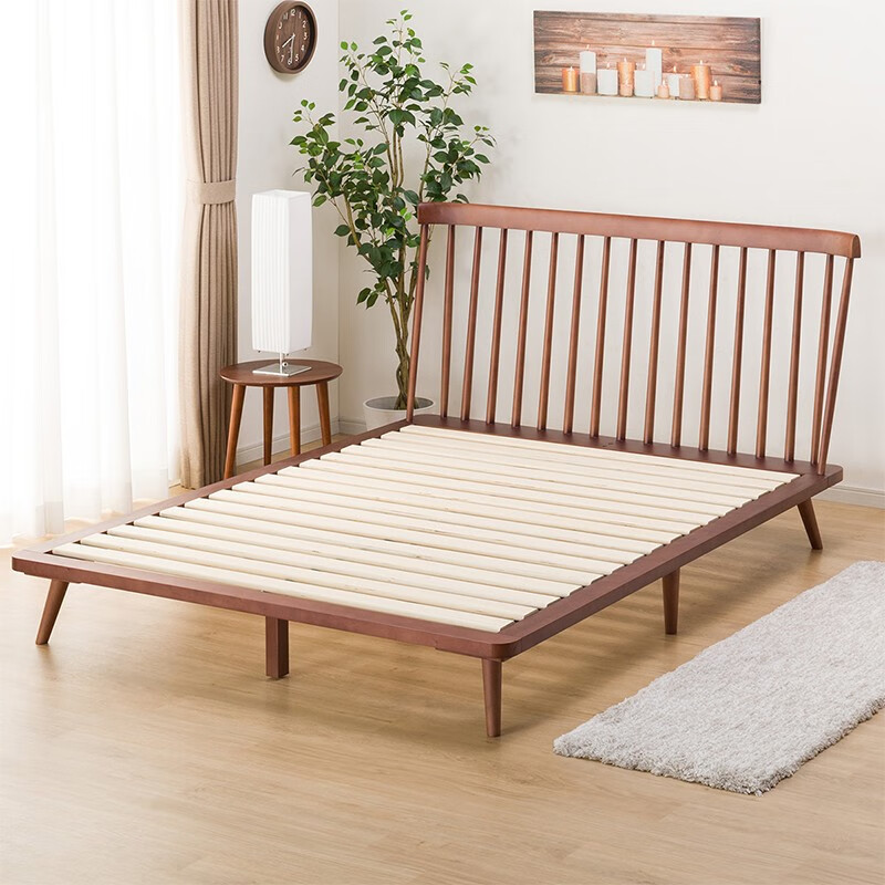 NITORI宜得利家居 家具 实木床下现代简约卧室家具  玛拉克 中棕色 双人床