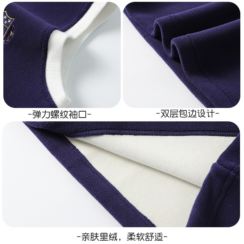 浪莎儿童马甲男童女童背心秋冬坎肩学院风中大童保暖外穿加绒加厚 深靛蓝 170 建议体重90-100斤