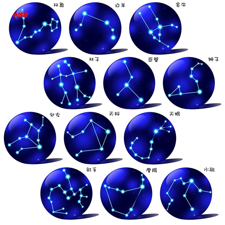 澳颜莱十二星座冰箱贴 太阳系八大行星十二星座十二生肖水晶玻璃冰箱