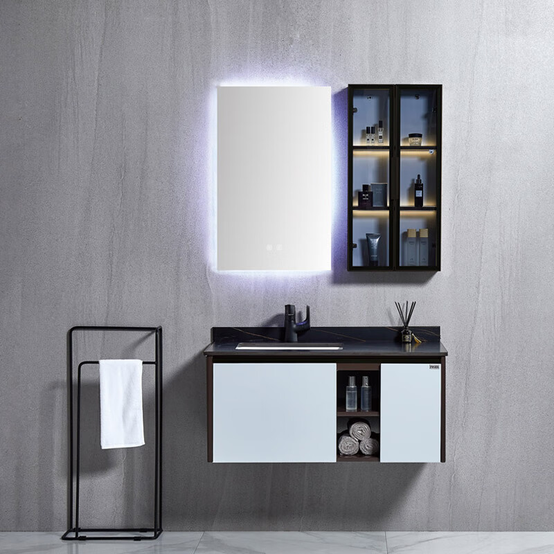 安彼anbi多层实木浴室柜现代简约加深陶瓷盆卫生间洗脸洗手盆卫浴柜