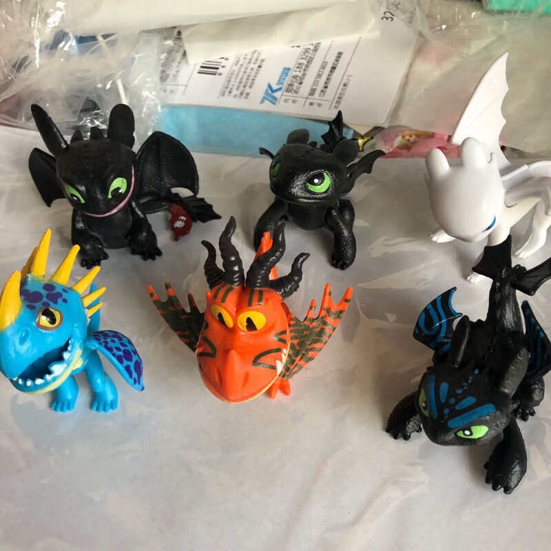 驯龙高手夜煞光煞白煞无牙仔龙模型公仔摆件夜煞光煞 6款 5-7cm