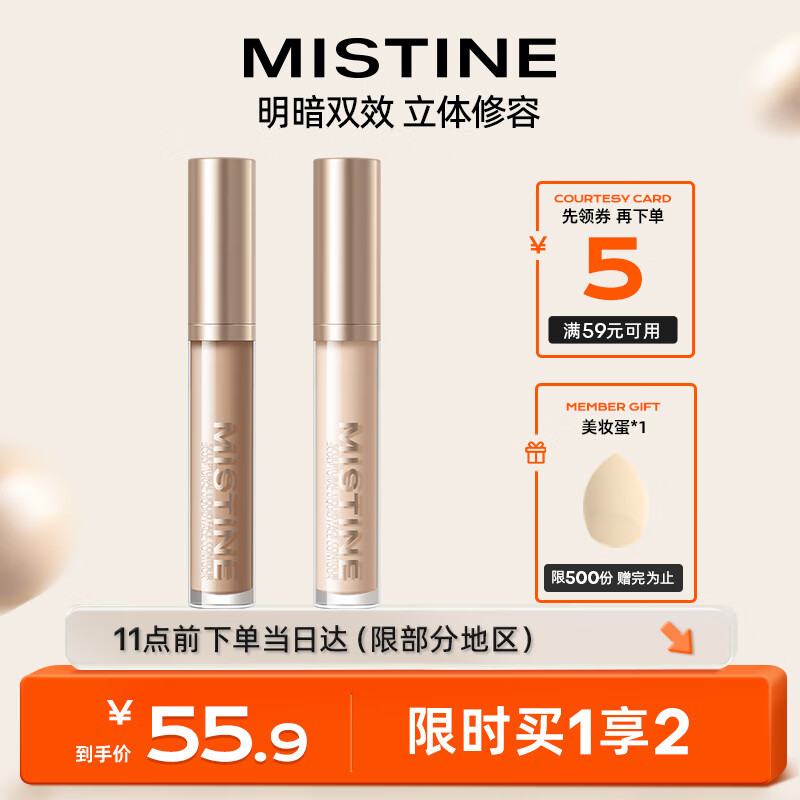 Mistine蜜丝婷 立体塑颜修容液体阴影高光一体鼻影水泥棒 雾灰咖 3g