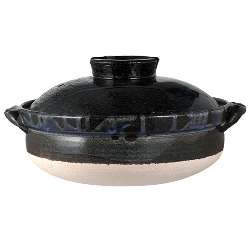 美浓烧（Mino Yaki） 万古烧砂锅家用耐热明火陶瓷煲土锅熬粥煲汤炖锅日式汤锅 黑釉9号 3.5L