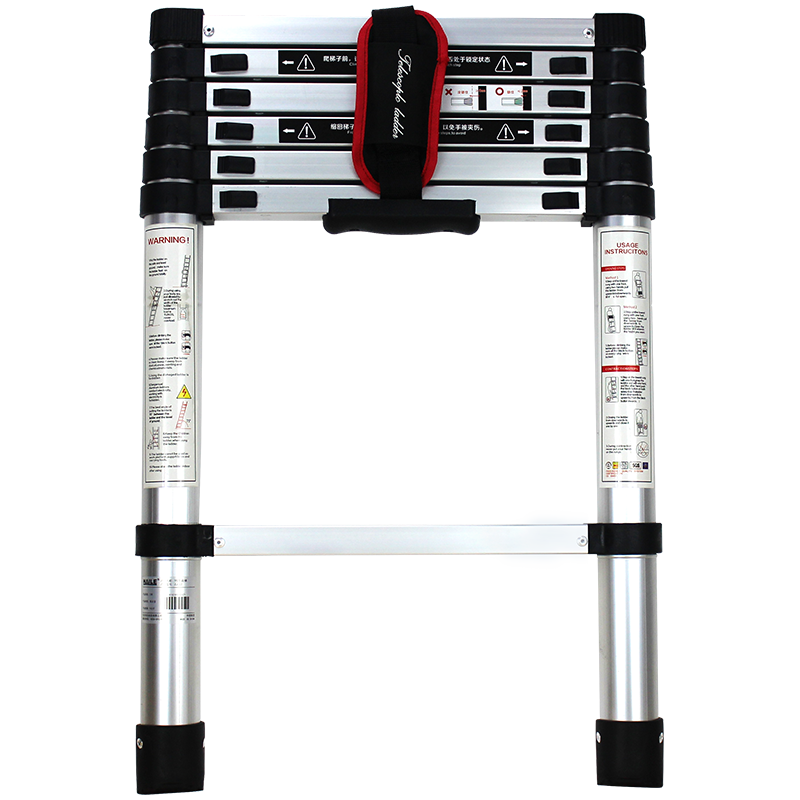 良浦 梯子家用竹节梯伸缩梯升降梯伸缩铝合金梯子直梯多功能加厚折叠梯单侧工程楼梯2米7步 B1-1