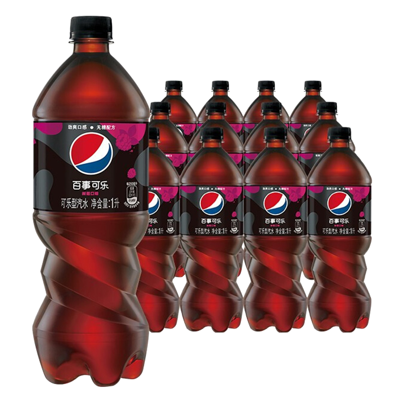 百事可乐1l*12瓶大瓶装七喜美年达无糖树莓青柠味年会家庭聚 百事可乐