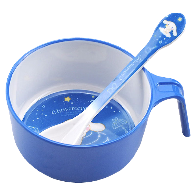 五和（WUHE）輔食碗兒童餐具寶寶吃飯碗卡通帶手柄嬰幼兒碗耐樹脂食品級(jí)防燙 大耳狗單柄碗400ML+勺子