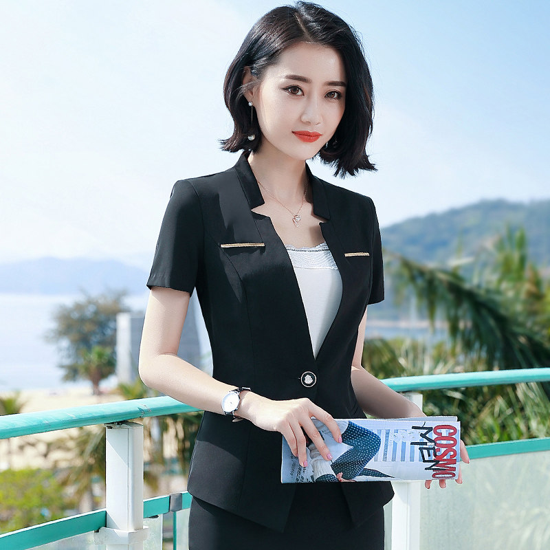 璇醇夏季半袖西服女职业装薄款西装外套正装短袖工作服女式夏天穿的