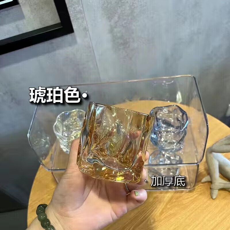 熊火精选风简约复古扭扭玻璃杯日式透明玻璃水杯【随机发1个】