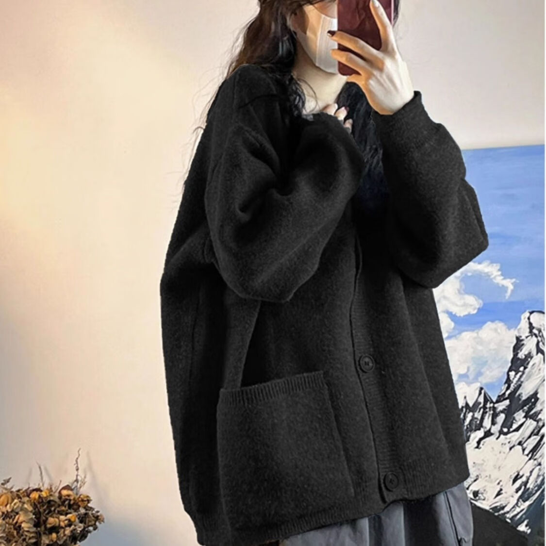 rvjp春天外套女日系慵懒复古毛衣秋冬季新款穿搭宽松针织开衫慵懒高级