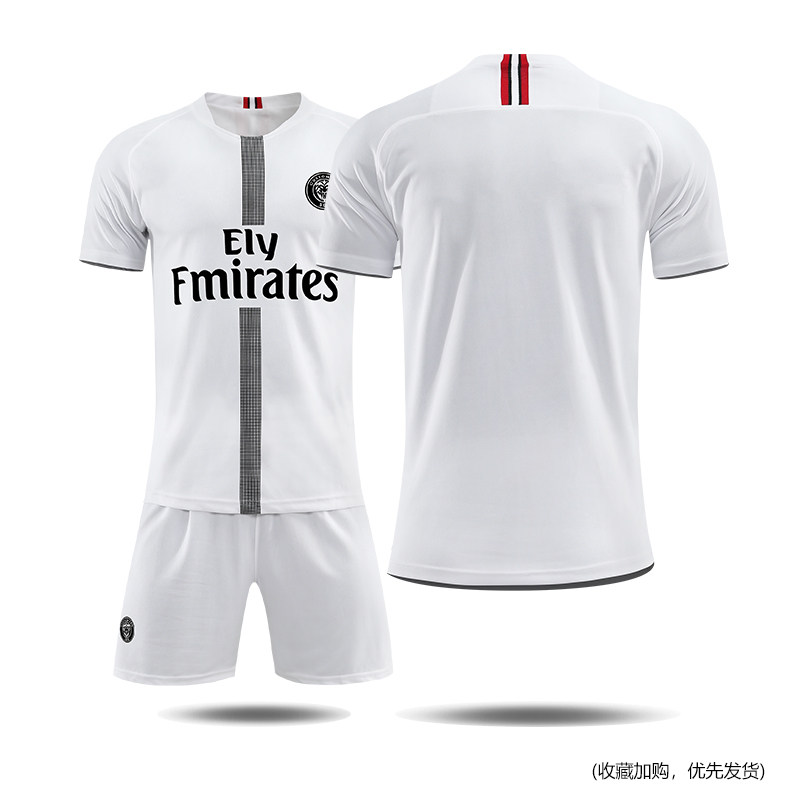 白色巴黎圣日耳曼欧冠球衣18-19内马尔姆巴佩足球服套装男训练服 短袖