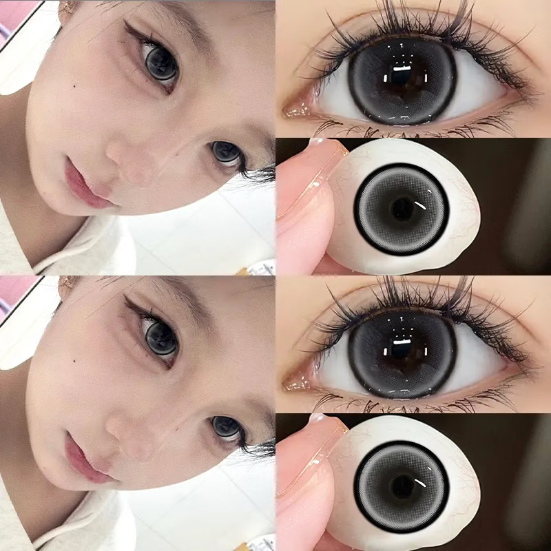 柚子派又甜又奶得大直径牛奶灰美瞳半年抛棒棒糖灰14.