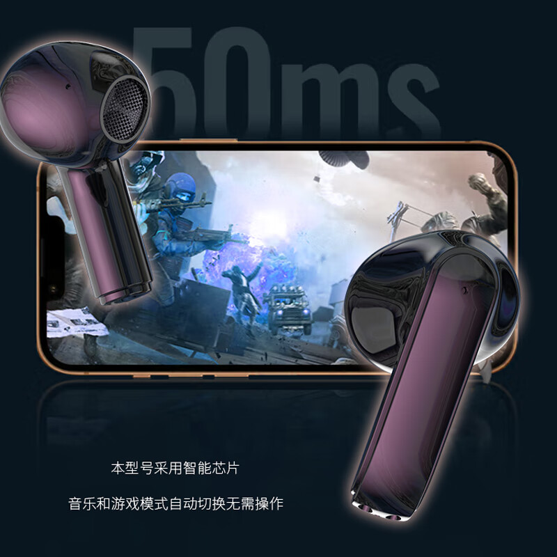 vsidea超重低音无线耳机蓝牙5.4半入耳式耳塞跑步超大电量数显立体声耳麦适用于手机平板电脑 白色