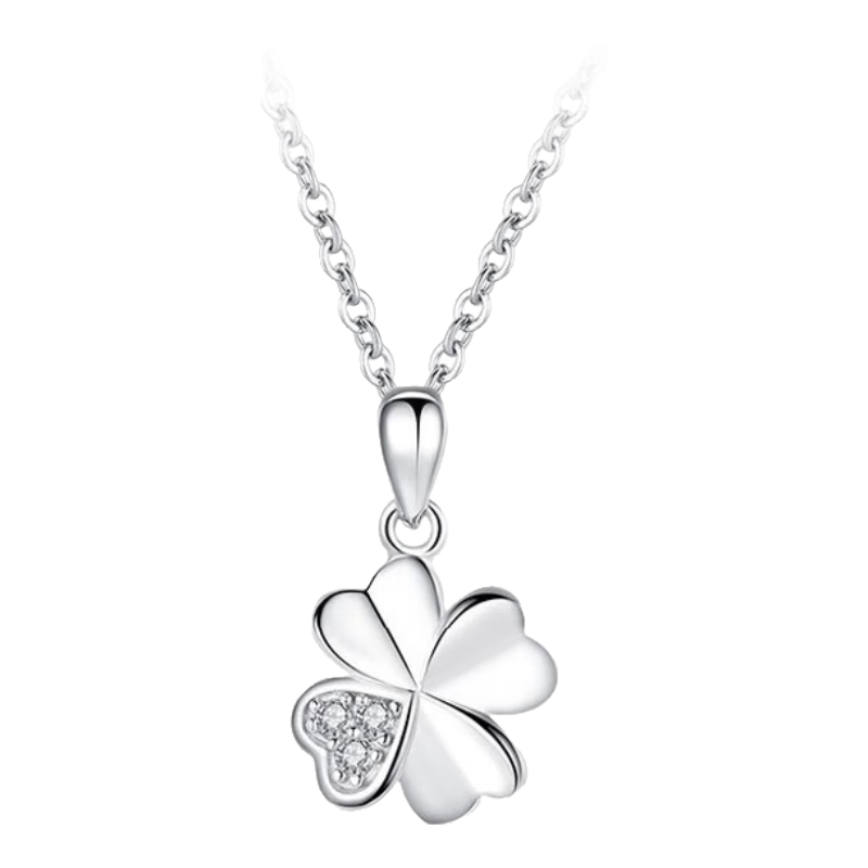 法蔻(farcoko)品牌幸運四葉草項鏈女首飾鎖骨鏈生日紀念日情人節禮物送女友老婆 四葉草項鏈-素雅銀色(o字鏈) -【免費刻字】