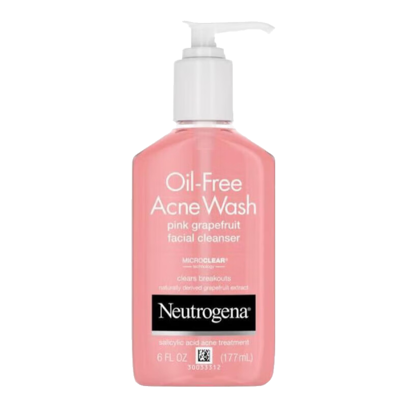 露得清（Neutrogena）水楊酸洗面奶潔面乳啫喱無油祛痘粉紅葡萄柚清透毛孔去除油脂雜質 177ml os
