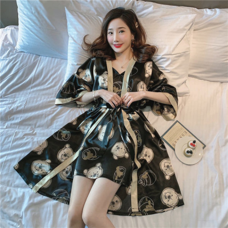 情趣内衣jk套装sm丁字裤冰丝睡衣女夏韩版可爱丝绸吊带性感睡裙带胸垫