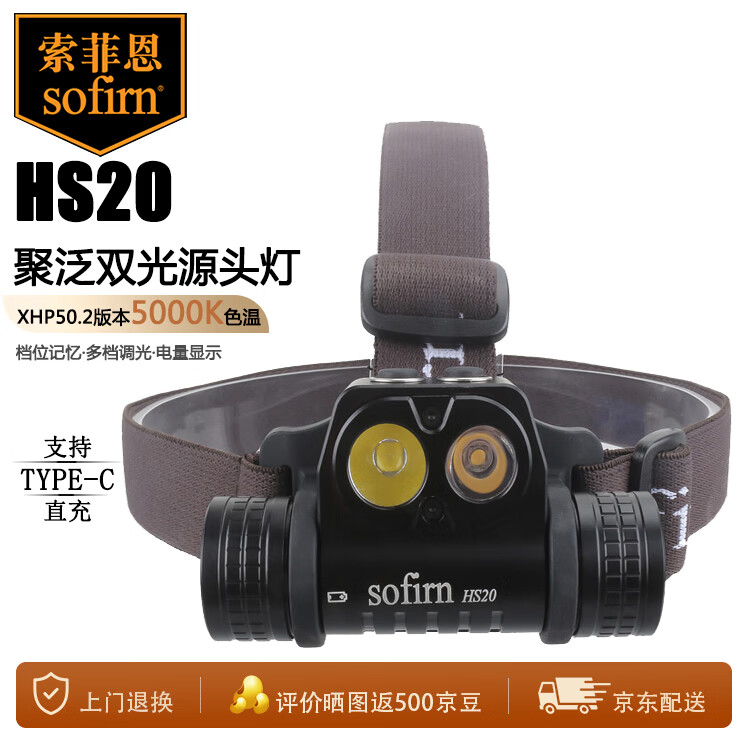 sofirn 索菲恩 HS20头灯头戴式家用便携超长续航钓鱼户外照明夜钓灯
