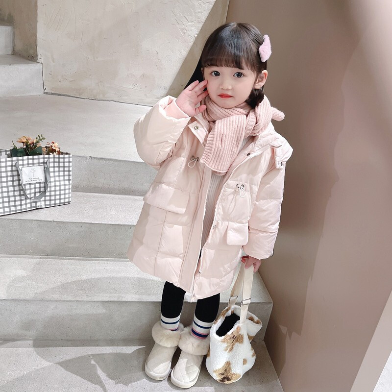 川孩女童羽绒服3-9岁女宝宝中长款加厚羽绒服中小童幼儿小女孩冬装