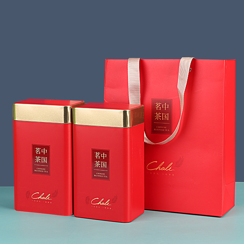 红茶绿茶龙井包装铁盒通用一斤装500g散茶包装盒空盒的 中国茗茶红色