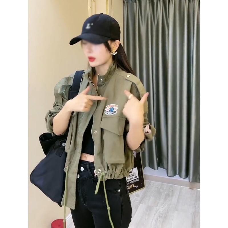 秋冬外套女2021年新款小个子洋气工装军绿色短上衣抖音杨依姗同款 军