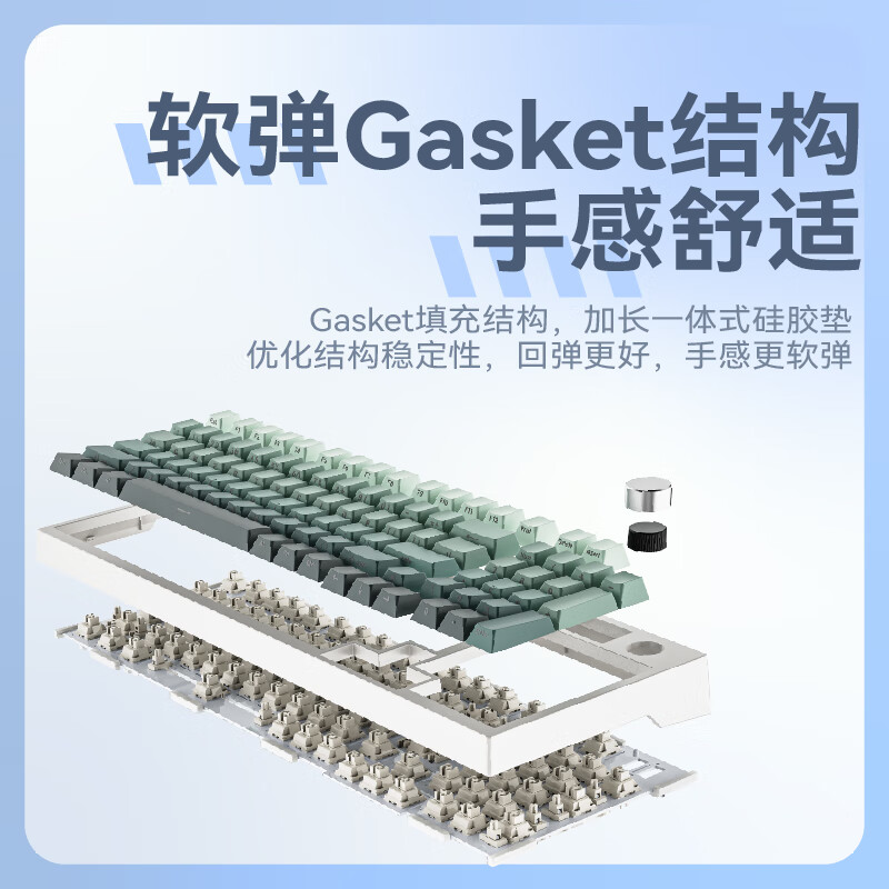 玄派玄熊猫PD98PRO 98配列机械键盘 无线蓝牙有线三模客制化Gasket结构 游戏笔记本办公通用 RGB 白绿-侧刻渐变-太极轴-RGB