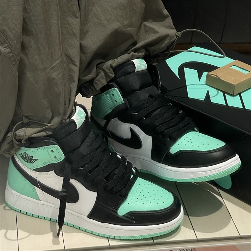 jordan 1 high og aj1高帮薄荷绿黑脚趾男女情侣运动篮球鞋 fd1437