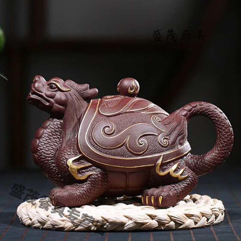 龙龟壶 宜兴紫砂壶名家常月红纯全手工龙龟壶可升值收藏原矿紫泥龙龟
