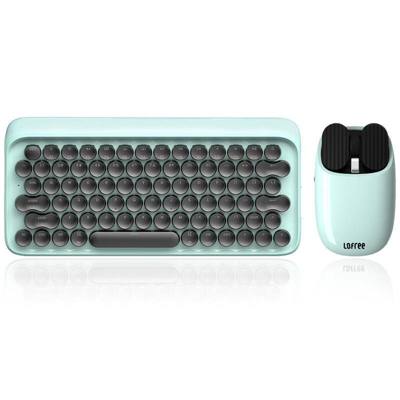 LOFREE洛斐 dot圆帽蓝牙机械键盘 山东无线键盘鼠标套装充电（Mac笔记本ipad电脑办公） 蓝色套装