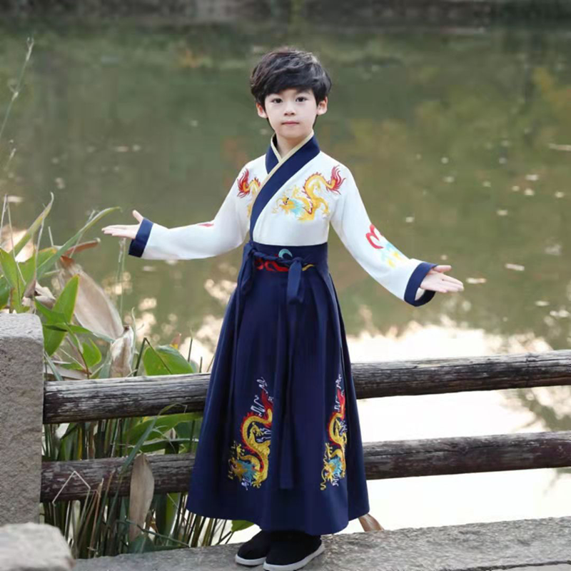 南糖三色新款男童古风汉服襦裙儿童唐装宝宝男孩古装中国风童装春秋款