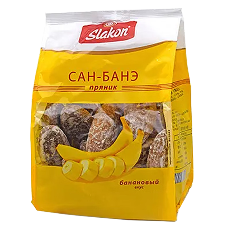 斯拉贡 俄罗斯香蕉味光头饼  俄罗斯经典零食早餐休闲办公零食蛋糕 香蕉味（光头饼）450g*1袋