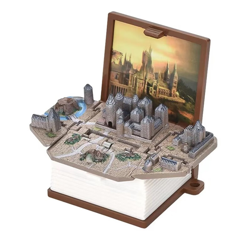 钥匙扣折叠弹爆书恐龙迷你小书世界儿童玩具钥匙挂件 褐色城堡立体书