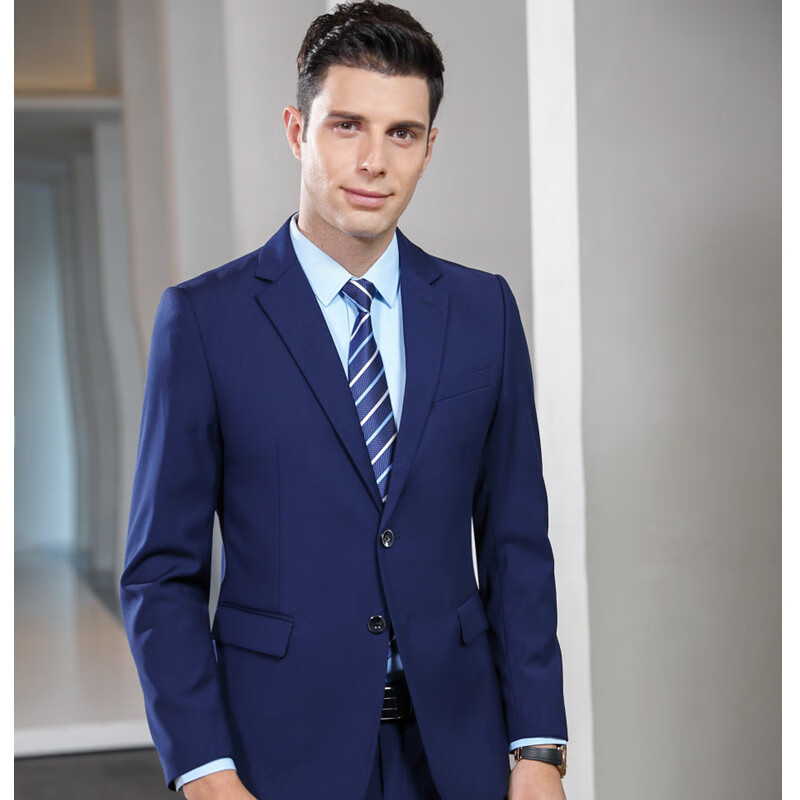 乌拓宝蓝色西服套装男销售凯迪拉克4s店展厅工装女经理工作服职业西装