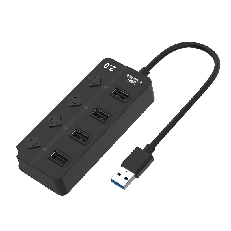 欧腾（ONTEN） usb3.0分线器高速4口扩展坞支持鼠标键盘风扇集线器USBHUB带按键开关 USB2.0分线器带按键开关-0.75M 0.5米